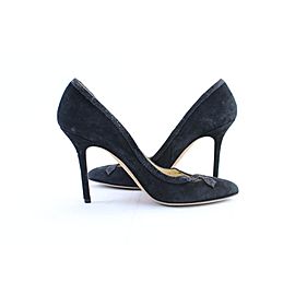 Jimmy Choo Size 37.5 Black Suede Criss Cross Sparkle Pumps 112jc428