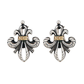 Lagos Sterling Silver 18K Yellow Gold Fleur de Lis Earrings