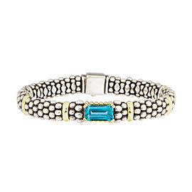 Lagos 18K Yellow Gold and Sterling Silver Caviar Blue Topaz Bracelet