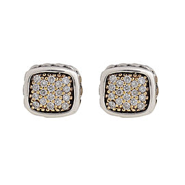 Lagos 18K Yellow Gold and Sterling Silver 0.40 Ct Cushion Shape Diamond Earrings