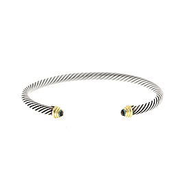 David Yurman 18k Yellow Gold and Sterling Silver Aquamarine Cable Cuff