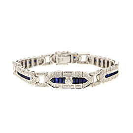 Le Vian 18k White Gold Diamond and Sapphire Vintage Style Bracelet