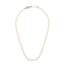 MIkimoto 18K White Gold Akoya Cultured Pearl Necklace and Earring Set