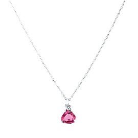 Suzane Felsen Pink Sapphire and Diamond Pendant and 18K White Gold Chain