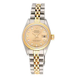 Rolex Datejust 69173 18k Yellow Gold and Stainless Steel Diamond Dial Womens 26mm Watch