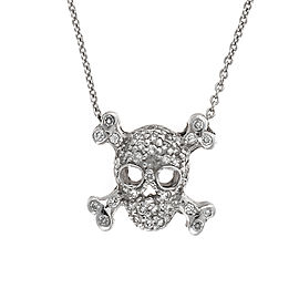 Roberto Coin 18K White Gold Tiny Treasures Diamond Skull and Crossbones Pendant Necklace