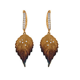 Simon G. 18K Yellow Gold with 0.19ctw Diamond Organic Allure Leaf Drops Earrings