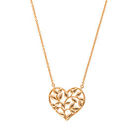 Tiffany & Co. Paloma Picasso 18K Rose Gold Olive Leaf Heart Pendant Necklace