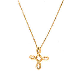 Tiffany & Co Elsa Peretti 18K Yellow Gold Infinity Cross Pendant Necklace