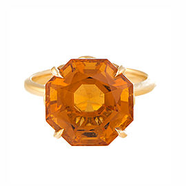 Tiffany & Co. 18K Yellow Gold with Sparklers Octagonal Citrine Ring Size 7