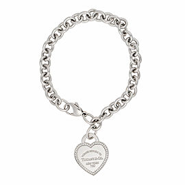 Tiffany & Co. 18K White Gold Return To Tiffany 0.26ctw Diamond Heart Tag Bracelet