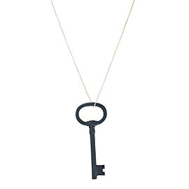 Tiffany & Co. Sterling Silver Necklace and Black Bone China Key Pendant