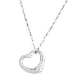 Tiffany & Co. Open Heart Diamond Sterling Silver Necklace