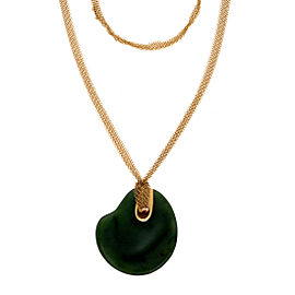 Tiffany & Co. 18K Yellow Gold Nephrite Jade Pendant Necklace