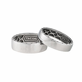 Tacori PT950 Platinum & Stainless Steel Scultped Crecsent Mens Wedding Band Set Ring Size 10