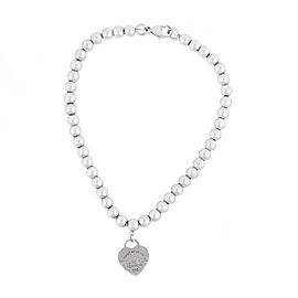 Tiffany & Co. Sterling Silver Beaded Heart Bracelet