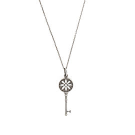 Tiffany & Co. 925 Sterling Silver with 0.01ct Diamond Daisy Key Pendant Necklace