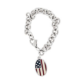 Tiffany & Co. 925 Sterling Silver American Flag Charm Bracelet