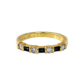 Tiffany & Co. 18K Yellow Gold 0.25ct Diamond & 0.10ct Sapphire Band Ring Sz 5