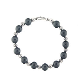 Tiffany & Co. Sterling Silver and Onyx Bead Bracelet