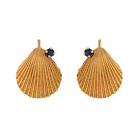 Tiffany & Co. 18K Yellow Gold with Sapphires Seashell Earrings