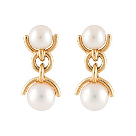 Tiffany & Co. 18K Yellow Gold Double Drop Pearl Dangle Earrings