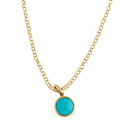 Tiffany & Co. 18K Yelllow Gold Paloma Picasso Turquoise Dot Charm Pendant Necklace