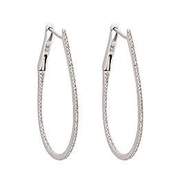 14K White Gold 0.35ct. Diamond In and Out Hoop Earrings