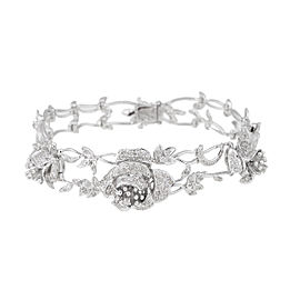 18k White Gold Floral 2.5 Ct Diamond Bracelet