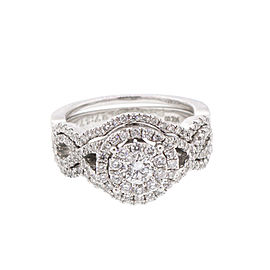 14K White Gold Engagement and Wedding bad Set