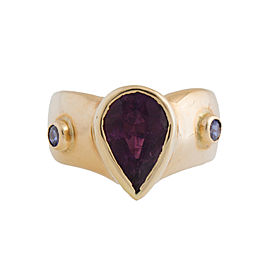 14K Yellow Gold Tanzanite and 3.00 Ct Amethyst Ring Size 6