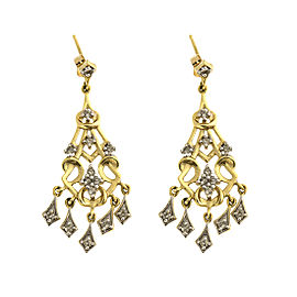 14k Yellow Gold and Diamond Chandelier Earrings