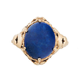 10K Yellow Gold Lapis Filigree Ring Size 4.5