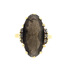 10k Yellow Gold Smokey Quartz and Diamond Ring