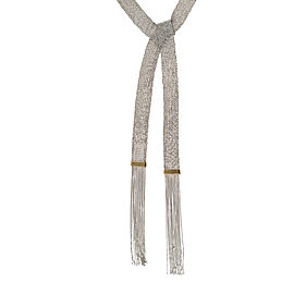 18K White Gold Woven with Fringe Necklace