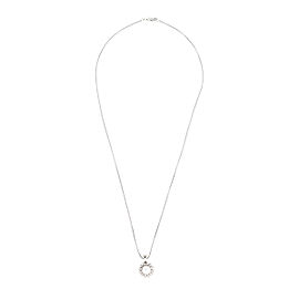 14K White Gold 0.20ct. Diamond and Pearl Pendant Necklace