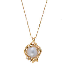 14K Yellow Gold Mabe Cultured Pearl Pendant with 10K Yellow Gold Chain Necklace