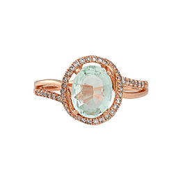 14K Rose Gold Prasiolite 0.20ctw Diamond Ring Size 7