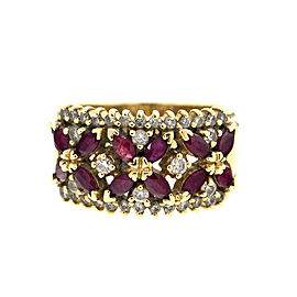 14k Yellow Gold Diamond and Ruby Ring