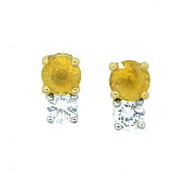 14K White Gold Diamond & Yellow Sapphire Earrings