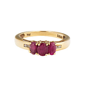 14k Yellow Gold Synthetic Ruby and Diamond Ring Size 7