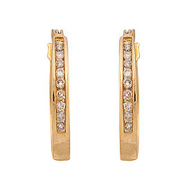 14K Yellow Gold 0.25ctw Channel-Set Diamond In and Out Hoop Earrings