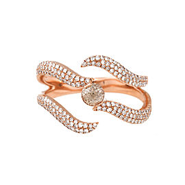 14K Rose Gold Brown and White Diamond Swirl Ring Size 7