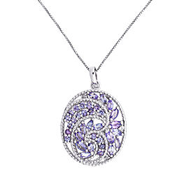 Silver 2.08 ct Cluster Tanzanite Pendant Necklace