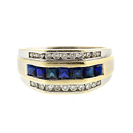 10k White Gold Diamond and Sapphire Mens Ring