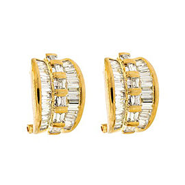 18k Yellow Gold Diamond Cluster Huggie Earrings