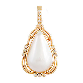 14K Yellow Gold Mabe Pearl and Diamond Pendant