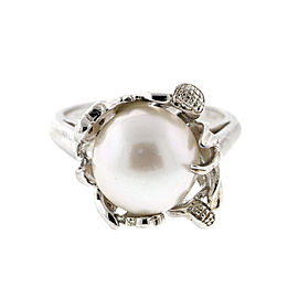 Sterling Silver Pearl Flower Basket Ring