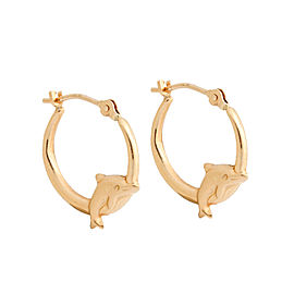 14K Yellow Gold Dolphin Hoop Earrings