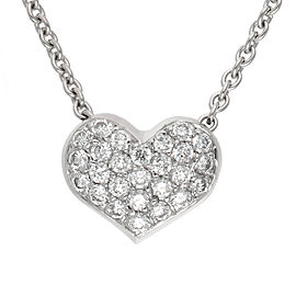 18K White Gold Pave 0.25ctw Diamond Heart Pendant Necklace